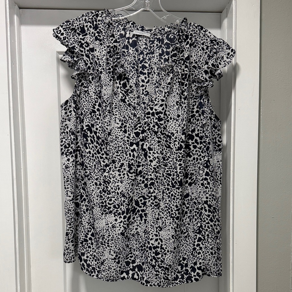 Carolina Belle Black and White Animal Print Blouse